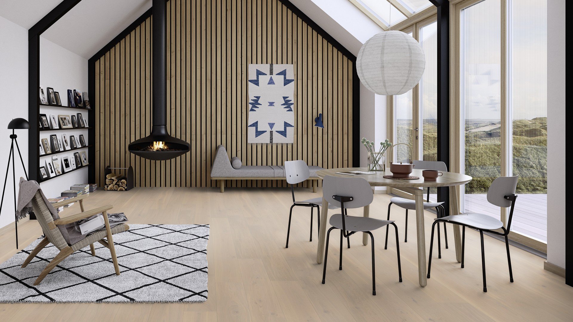 Паркетная доска Floor`360 Дуб WARM COTTON Animoso 1-полосная Лак