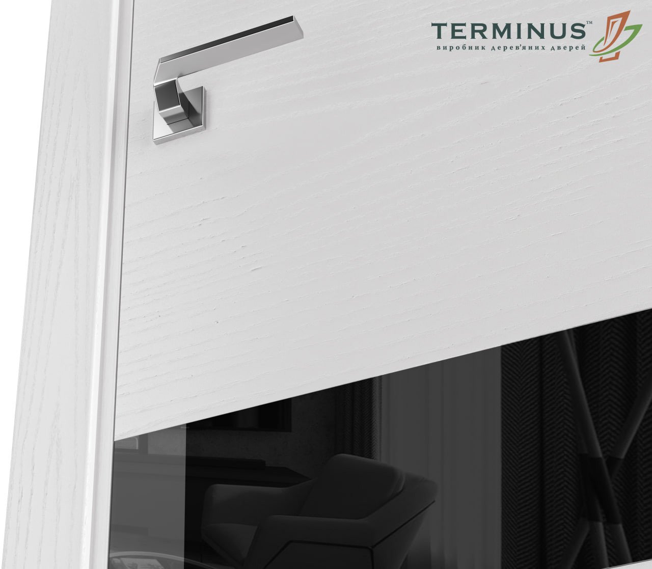 Дверне полотно Terminus Urban 22 Ясень Білий Лакобель Чорне
