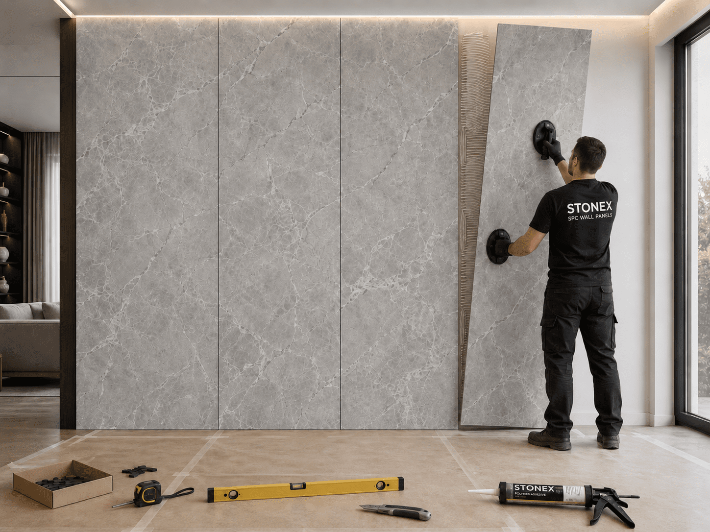 Стінові панелі SPC StoneX Імперадор Сільвер 284032 2800x960x4 мм